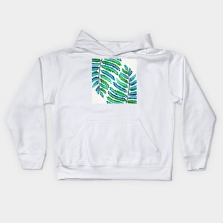 fern leaf blue green Kids Hoodie